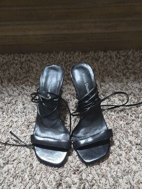 Pierre Dumas Black Strappy Lace-Up Heeled Sandals